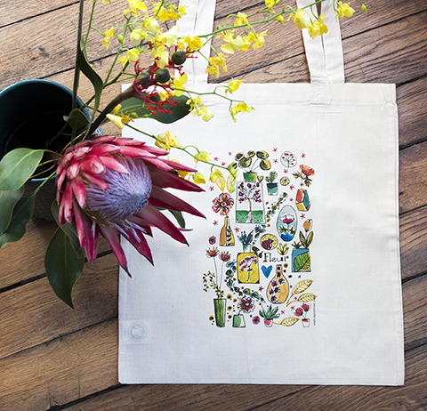 Totebag "Patch fleuri à l'aquarelle" Sophie Plouvier