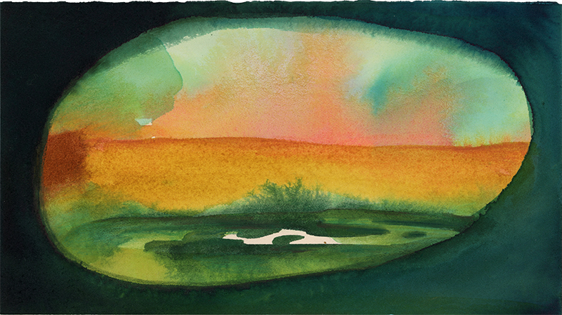 paysage-imaginaire-Peinture encre aquarelle Sophie Plouvier 25